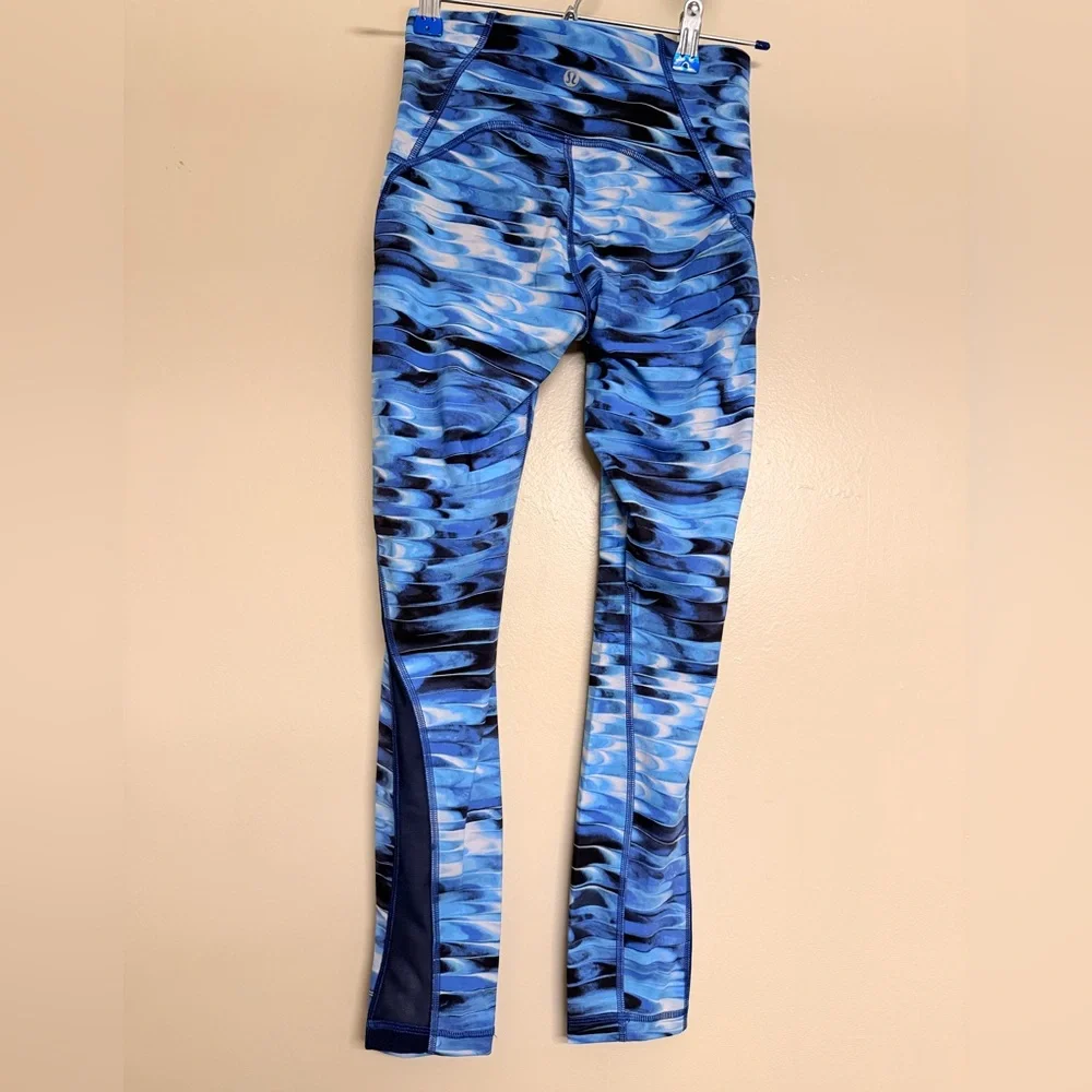 Lululemon Wunder Under Hi Rise Tight‎ Women’s 4 Tidal Multi Blue 7/8 Leggings